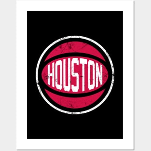 Houston Retro Ball - Black Posters and Art